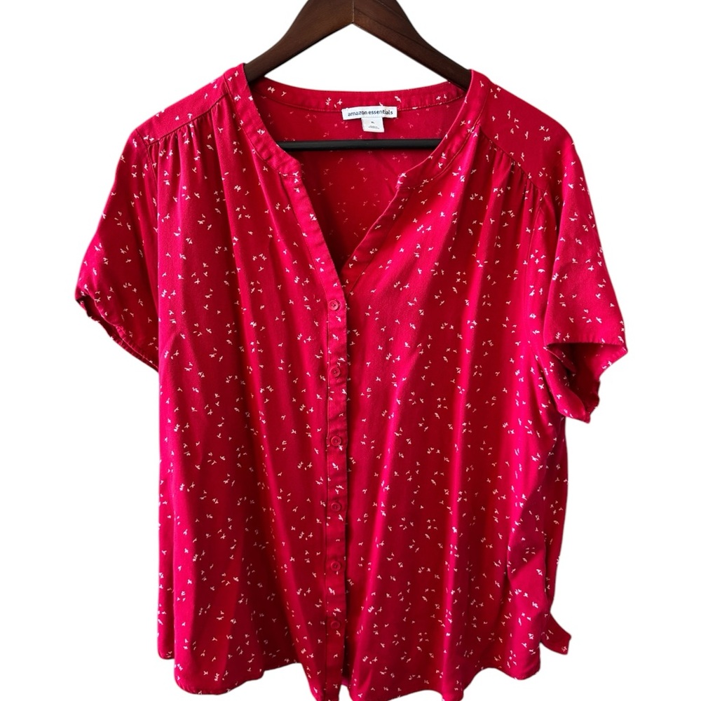 Amazon Essentials Women's Relaxed-Fit Short-Sleeve Woven Blouse